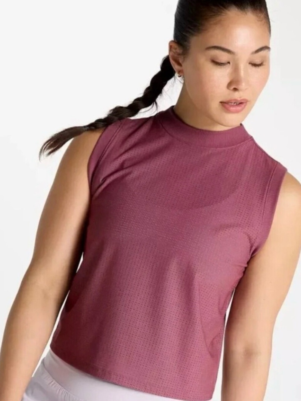 Sleeveless Mock-Neck Tank Top in Mauve